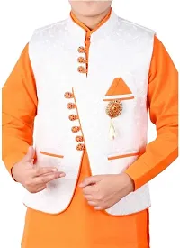 Qtsy Kids Ethnic Wear Cotton Kurta Pajama and Waistcoat Set For Boys-thumb4