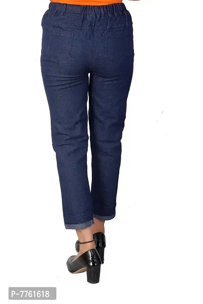 Qtsy Women's Comfort Joggers - Ankle Length Denim Jogger Pant/Trousers-thumb2