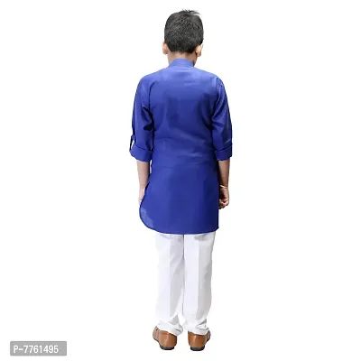 Qtsy Cotton Blend Ethnic Wear for Boy's Kurta Pajama Set Pleting Kurta for Kids Boy-Pleting Kurta_Royal_05 Royal Blue-thumb2