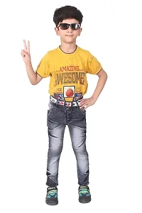 Qtsy Regular Fit Denim for Kids Stretchable Faded Jeans for Boys-thumb4