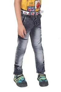 Qtsy Regular Fit Denim for Kids Stretchable Faded Jeans for Boys-thumb3
