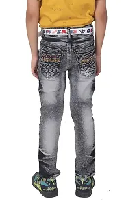 Qtsy Regular Fit Denim for Kids Stretchable Faded Jeans for Boys-thumb1
