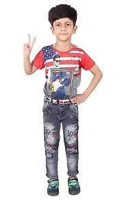 Qtsy Regular Fit Denim for Kids Stretchable Faded Jeans for Boys-thumb3