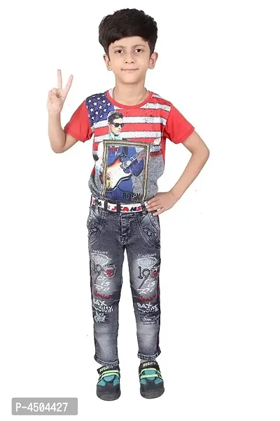 Qtsy Regular Fit Denim for Kids Stretchable Faded Jeans for Boys-thumb4