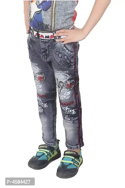 Qtsy Regular Fit Denim for Kids Stretchable Faded Jeans for Boys-thumb3