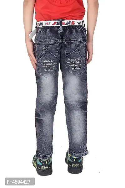 Qtsy Regular Fit Denim for Kids Stretchable Faded Jeans for Boys-thumb2