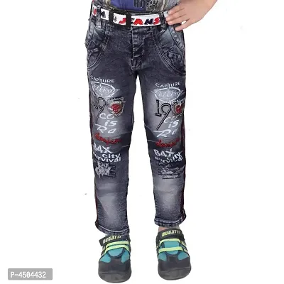 Qtsy Regular Fit Denim for Kids Stretchable Faded Jeans for Boys-thumb0