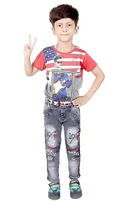 Qtsy Regular Fit Denim for Kids Stretchable Faded Jeans for Boys-thumb2