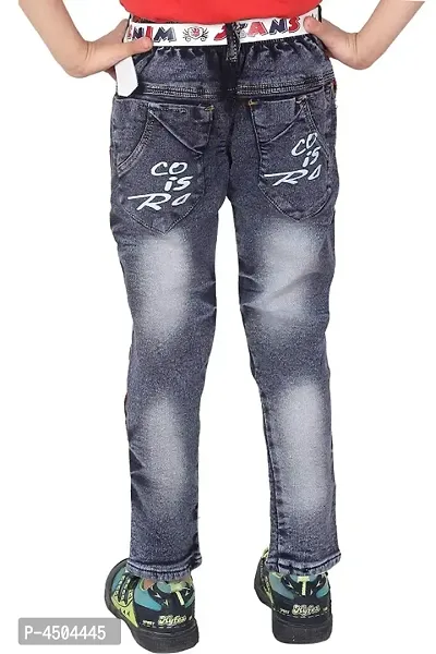 Qtsy Regular Fit Denim for Kids Stretchable Faded Jeans for Boys-thumb2