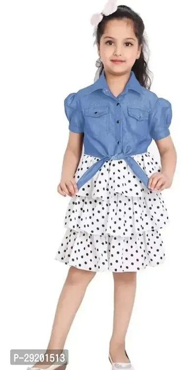 Fabulous White Crepe Printed Frocks For Girls