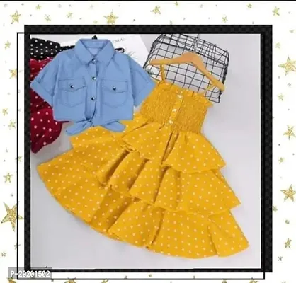 Fabulous Yellow Crepe Printed Frocks For Girls-thumb0