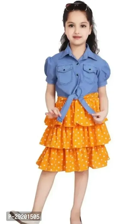 Fabulous Yellow Crepe Printed Frocks For Girls-thumb0