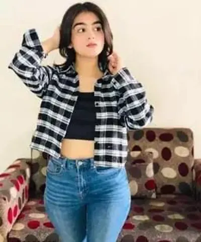 Trendy Blend Checked Shirt For Women