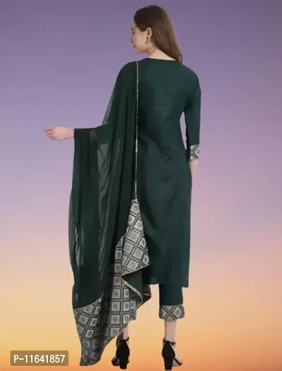 Trendy Cotton Straight Kurta Pant with Dupatta Set-thumb2