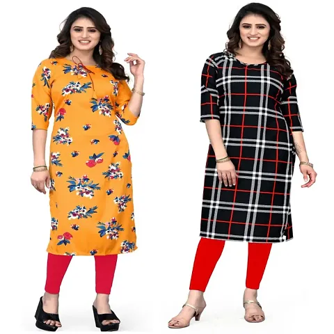 Combo Of 2 Crepe Printed Kurtis