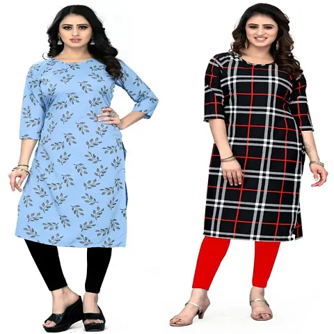 Combo Of 2 Crepe Printed Kurtis