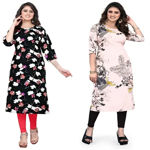 Combo Of 2 Crepe Printed Kurtis