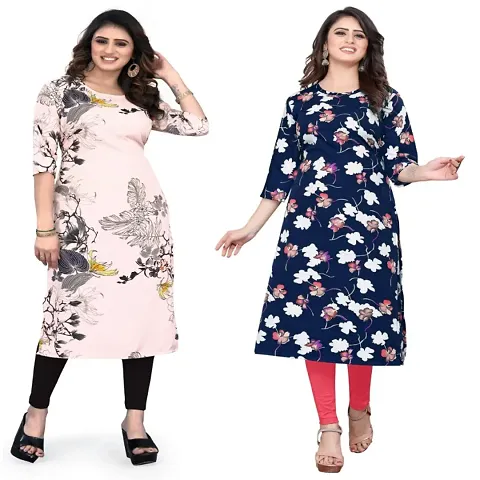 Combo Of 2 Crepe Printed Kurtis