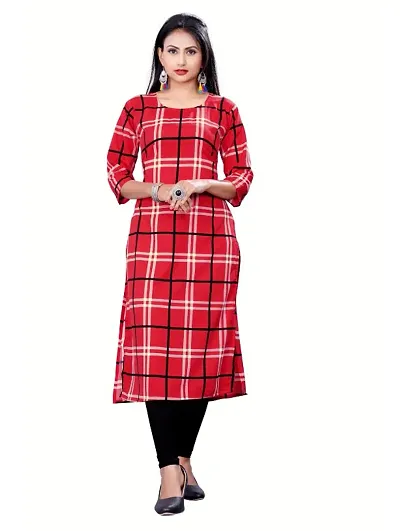 Fancy American Crepe Checked Pattern Kurti