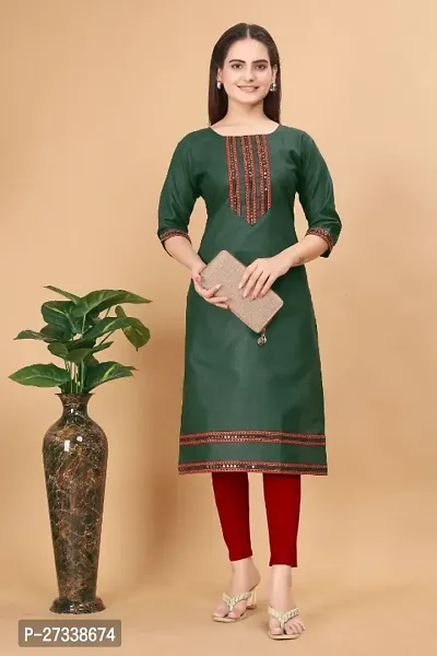 Fancy Cotton Blend Embroidered Kurtas For Women-thumb0