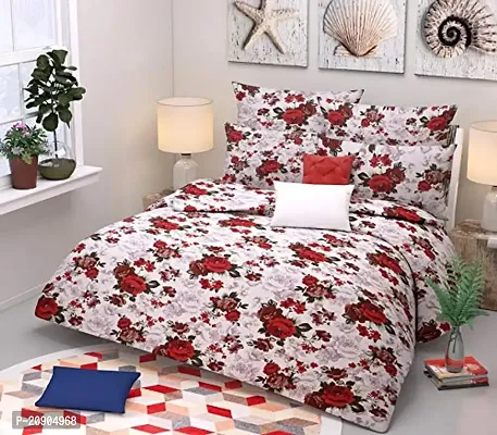Multicolor printed double bedsheet with two pillow covers
