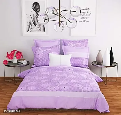 Magenta Flower printed Polycotton Double bedsheet with two Pillow covers