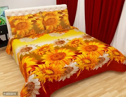 Polycotton 3D Printed Double size Bedsheet with Two Pillow covers