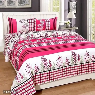 Royal Home Polycotton 1 Double Bedsheet With 2 Pillow Cover pink bedsheet-thumb0