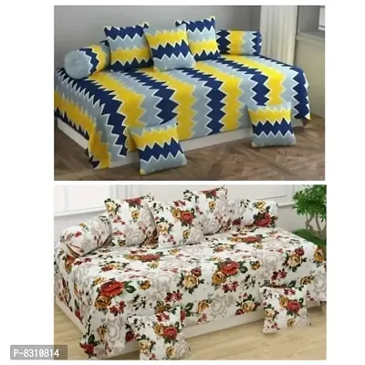 Classic Polycotton Printed Single Bed Diwan Sets, Pack of 2