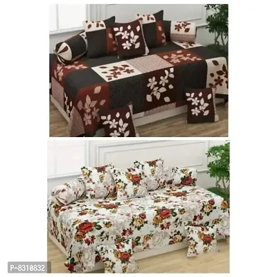Classy Polycotton Printed Single Bed Diwan Sets, Pack of 2-thumb0