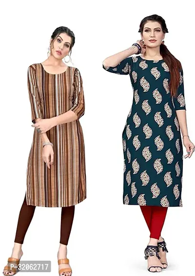 Fabulous Crepe Printed Kurta For Women- Pack Of 2-thumb0