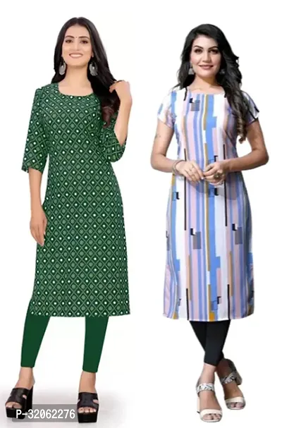 Fabulous Crepe Printed Kurta For Women- Pack Of 2