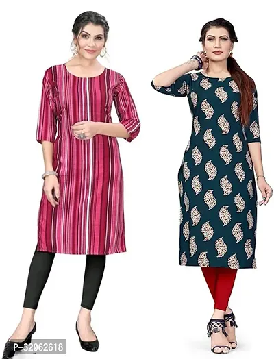 Fabulous Crepe Printed Kurta For Women- Pack Of 2