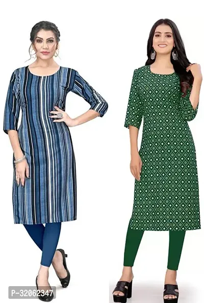 Fabulous Crepe Printed Kurta For Women- Pack Of 2