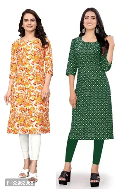 Fabulous Crepe Printed Kurta For Women- Pack Of 2