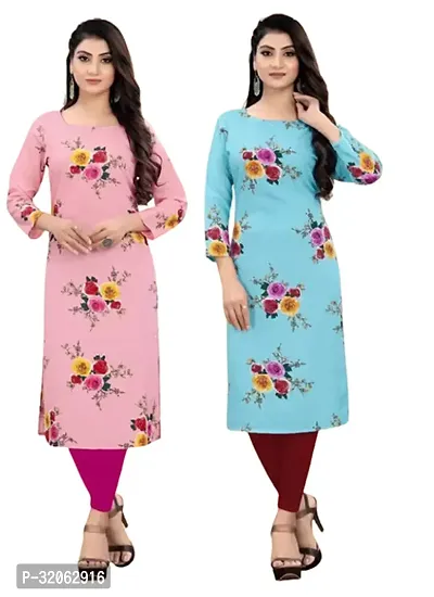 Fabulous Crepe Printed Kurta For Women- Pack Of 2-thumb0