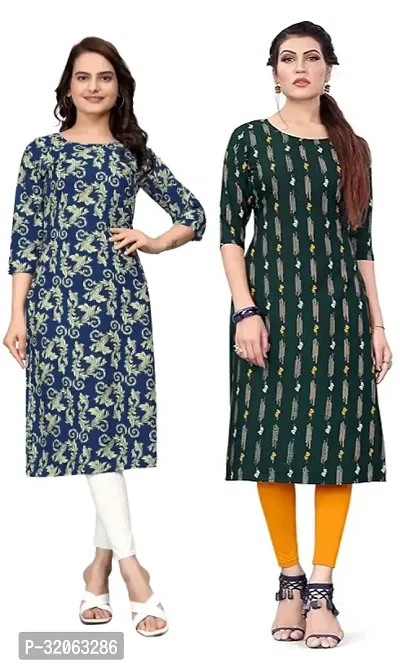 Fabulous Crepe Printed Kurta For Women- Pack Of 2-thumb0