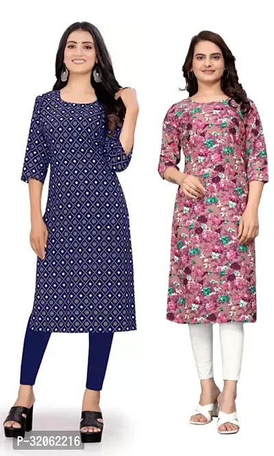 Fabulous Crepe Printed Kurta For Women- Pack Of 2