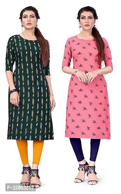 Fabulous Crepe Printed Kurta For Women- Pack Of 2-thumb0