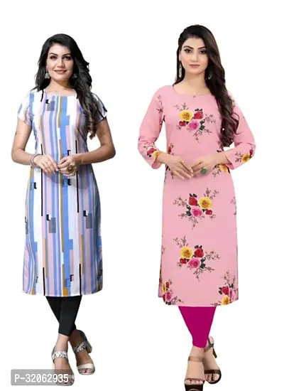 Fabulous Crepe Printed Kurta For Women- Pack Of 2-thumb0