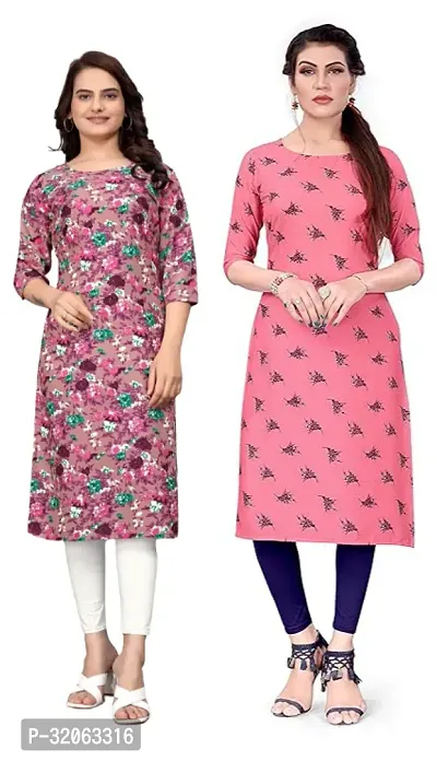 Fabulous Crepe Printed Kurta For Women- Pack Of 2