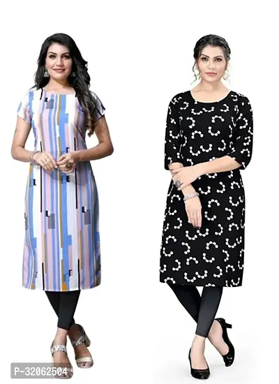 Fabulous Crepe Printed Kurta For Women- Pack Of 2-thumb0