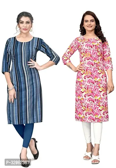 Fabulous Crepe Printed Kurta For Women- Pack Of 2