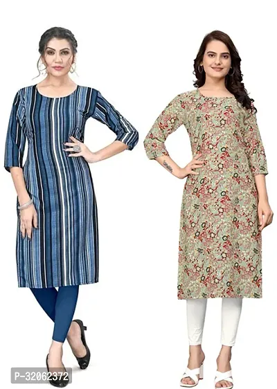 Fabulous Crepe Printed Kurta For Women- Pack Of 2-thumb0