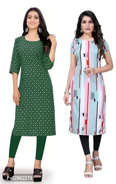 Fabulous Crepe Printed Kurta For Women- Pack Of 2