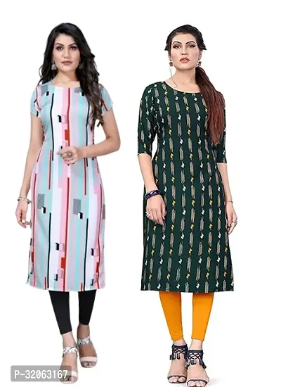 Fabulous Crepe Printed Kurta For Women- Pack Of 2-thumb0