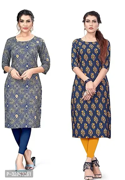 Fabulous Crepe Printed Kurta For Women- Pack Of 2-thumb0