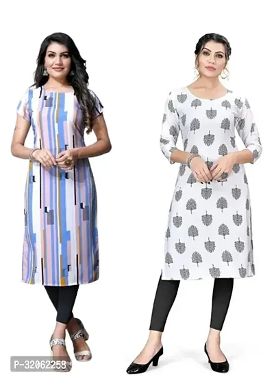 Fabulous Crepe Printed Kurta For Women- Pack Of 2