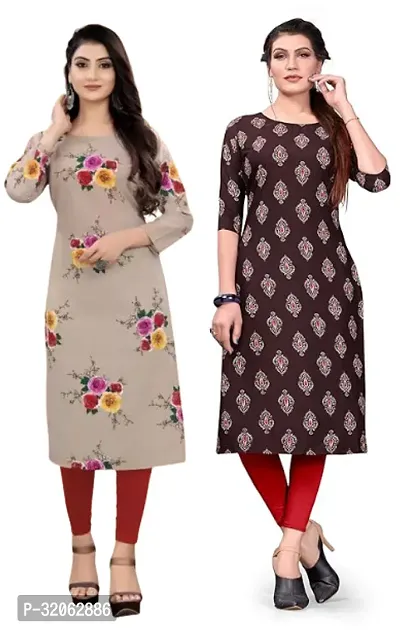 Fabulous Crepe Printed Kurta For Women- Pack Of 2-thumb0