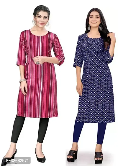 Fabulous Crepe Printed Kurta For Women- Pack Of 2-thumb0